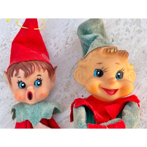 Elf Set Of 2 Knee Huggers Vintage MC Christmas Decor Holidays Gifts - Picture 7 of 14